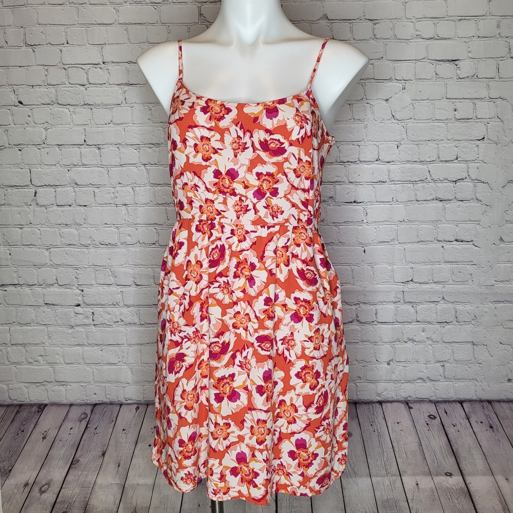Gap Pink and Orange Floral Spaghetti Strap Dress Size 6